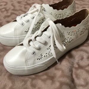 NWT White lazer cut sneakers